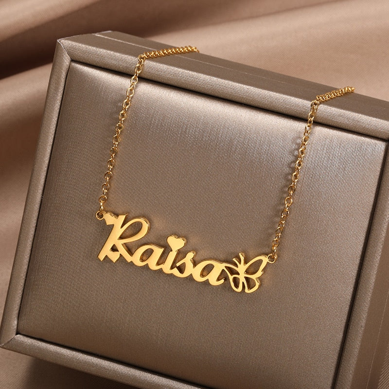 Custom Butterfly Name Necklace