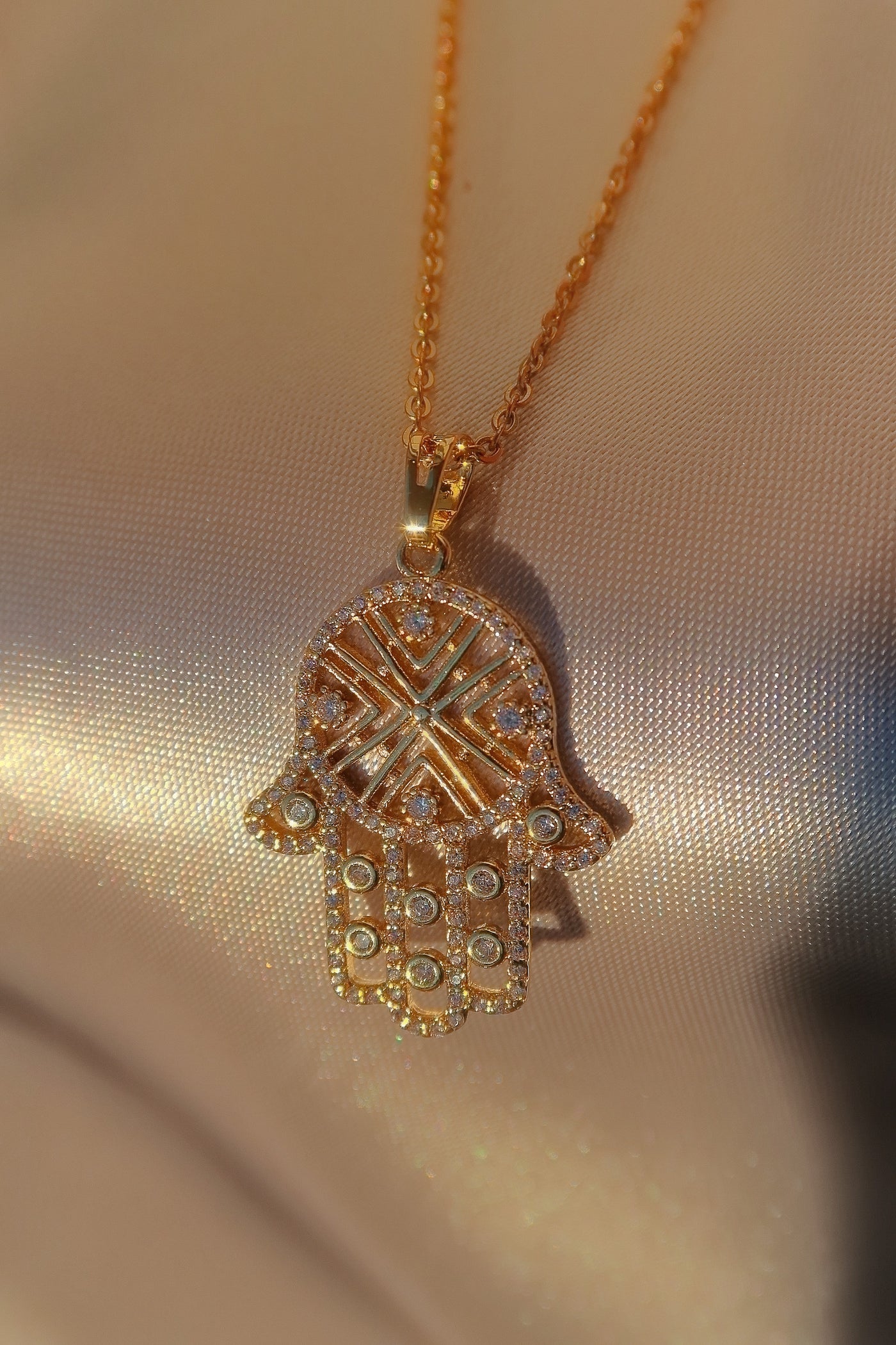 Hamsa Hand Necklace - Gold Filled