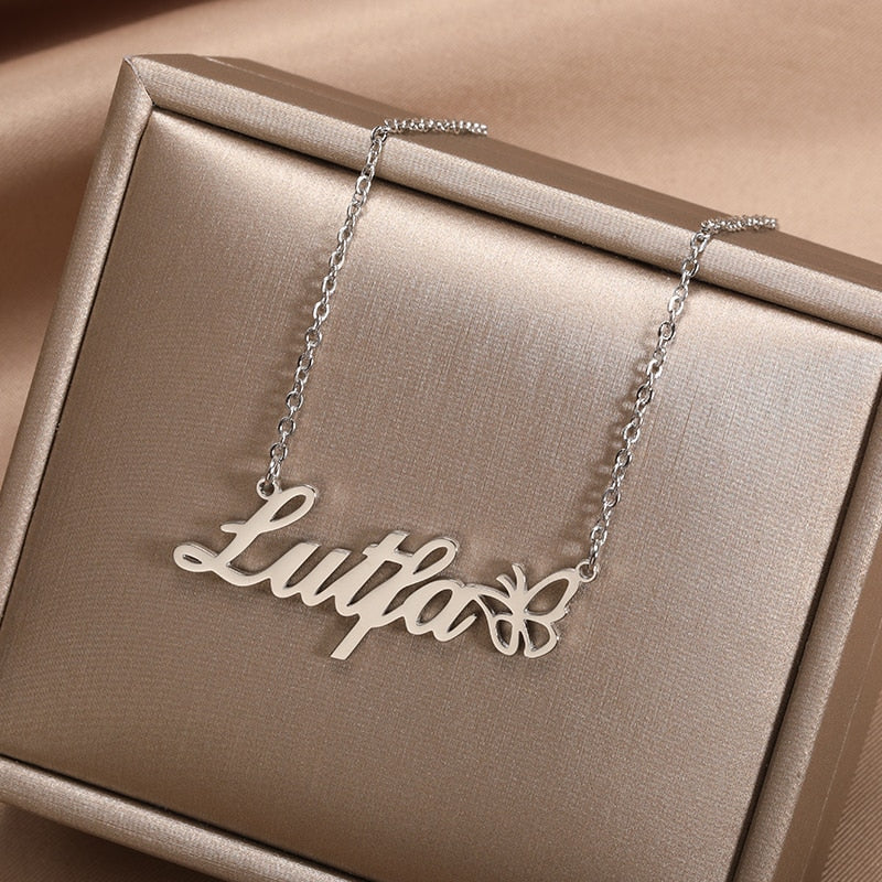 Custom Butterfly Name Necklace
